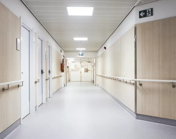 Empty hospital corridor in the maternity ward