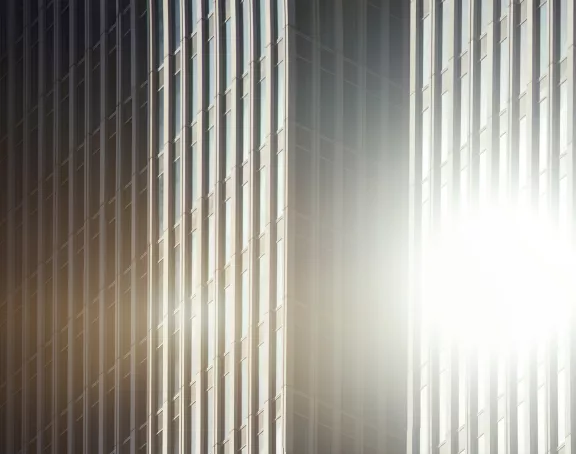 Office building sun flare