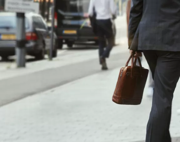 Businessman walking on the street