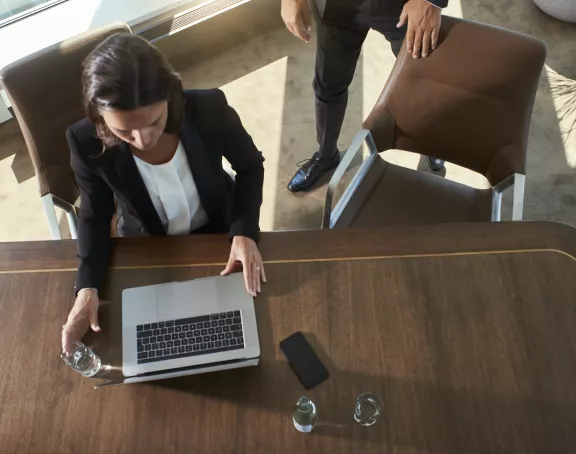 Woman working at laptop