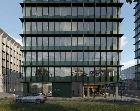 Emerald building in Cloche d'Or district in Luxembourg