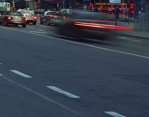 Street in Brussels with flowing traffic