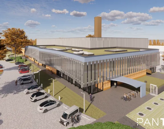 Render of PanTera's new Actinium Production Center, a pioneering facility dedicated to the large-scale production of Actinium-225