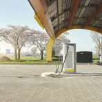 Rapid charging station for electric cars along the highway