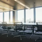 Board room at Stibbe with a view on the Brussels city center