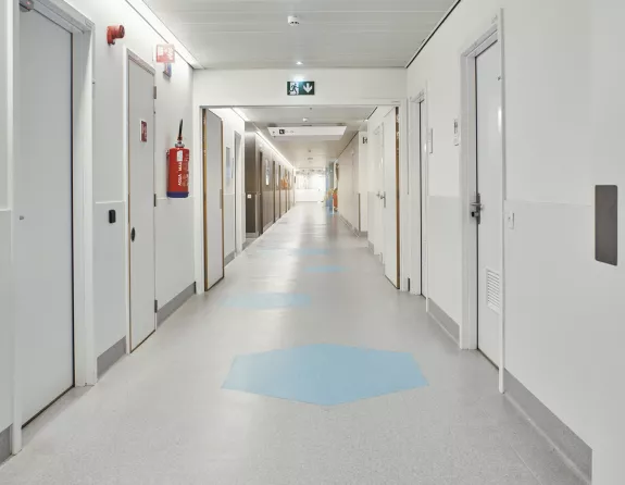 Empty hospital corridor