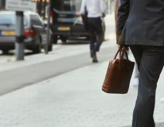 Businessman walking on the street