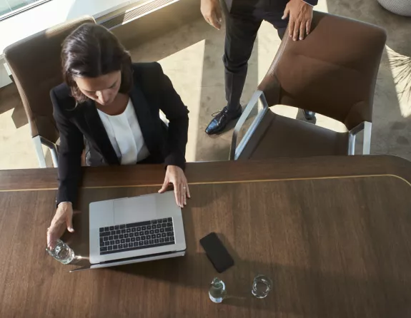 Woman working at laptop