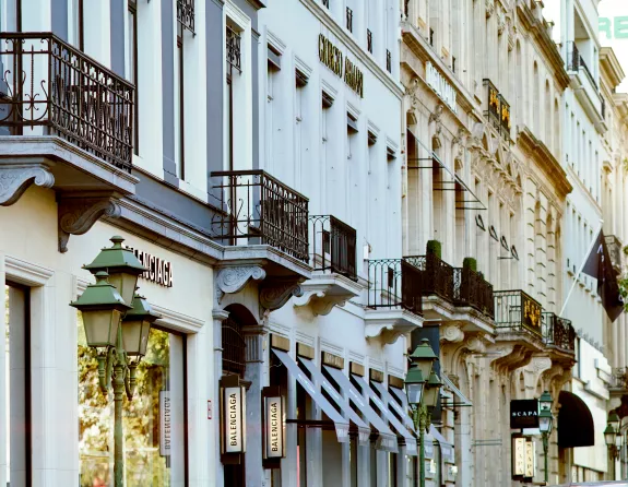 Close-up of some store windows in the 'Boulevard de Waterloo' in Brussels