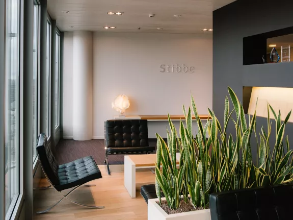 Reception area at the Brussels office of Stibbe